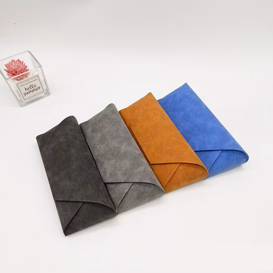 Caja de gafas plegable con logotipo personalizado, gafas de sol de cuero de PU, caja de lentes